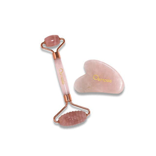 Rose Quartz Roller + Gua Sha Set